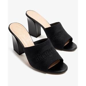 Christian Dior Cotton Embroidered Dway 85mm Slide Sandals